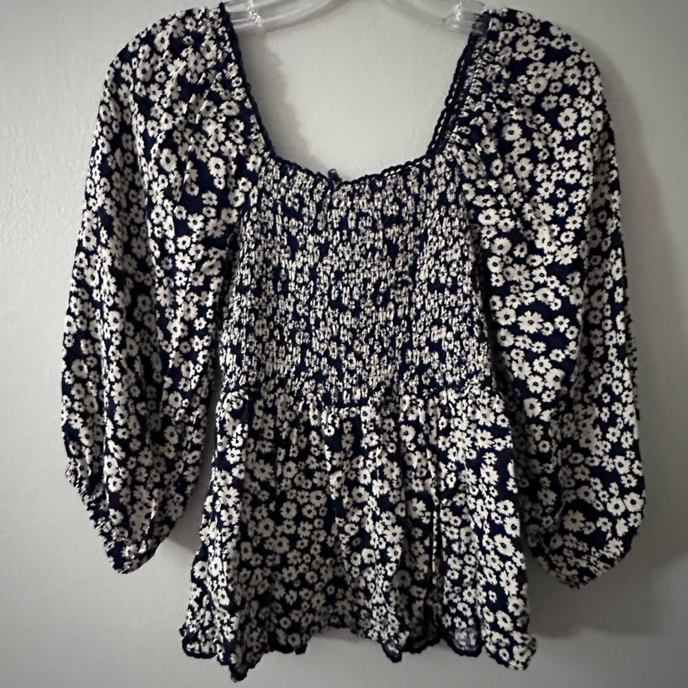 Floral black and cream Women's Top - Picture 5 of 5